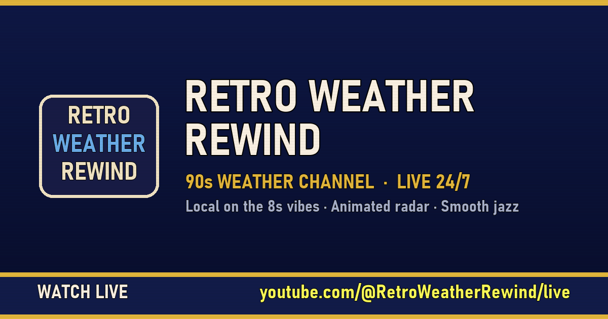 Retro Weather Rewind brand card